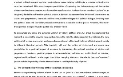 Seizing the Violence of the Ethiopian Transition: Political Dialogue for Survivors Politics