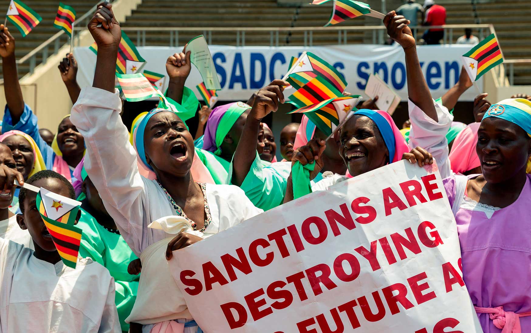 Demonstrators denounce US sanctions